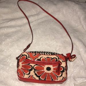 Small Coach Red Sunflower crossbody canvas purse